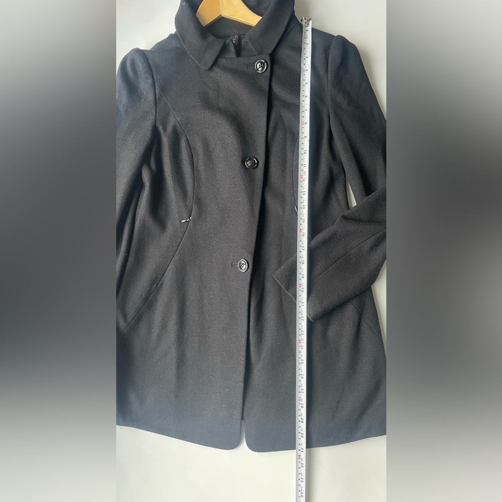 Marc Cain Wool Cashmere Coat Black Tailored Minimalist  Medium - Picture 9 of 10